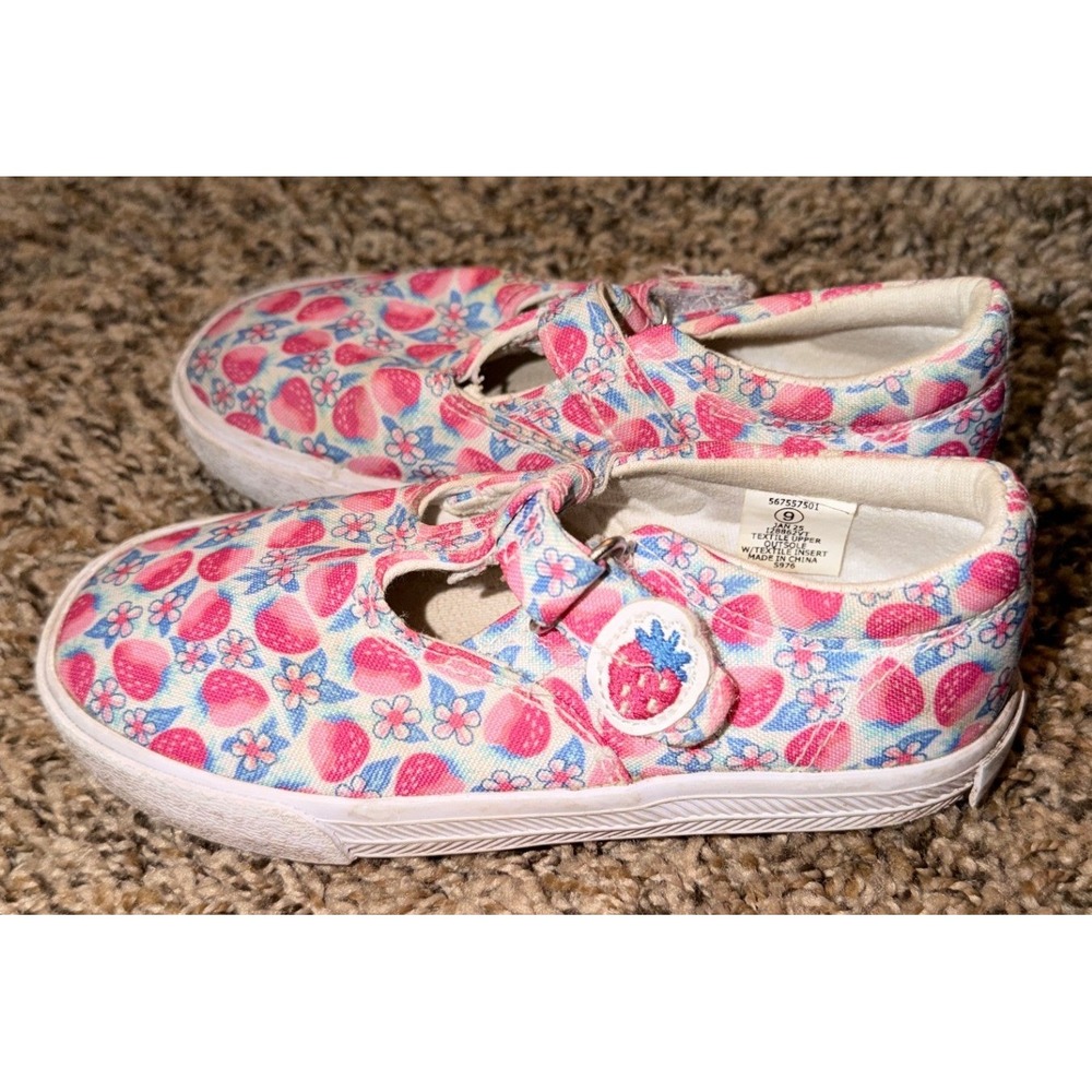 US Sports-Girls Canvas Strawberry Pattern Sneaker Mary Jane Style Shoes  9